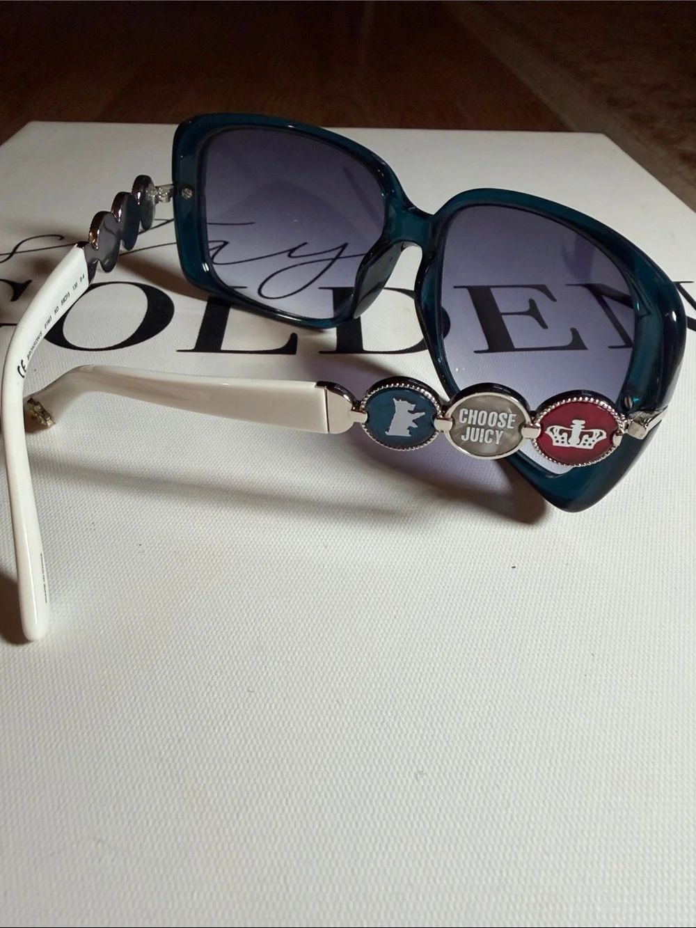 Vintage Juicy Couture Sunglasses in Dark Teal and White